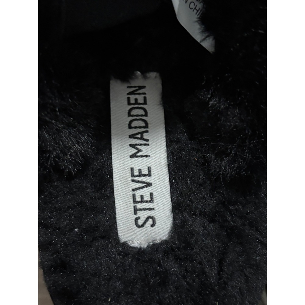 Steve Madden Aliana Black Faux Fur Platform Slippers Slides Womens Size 6 - Picture 3 of 6